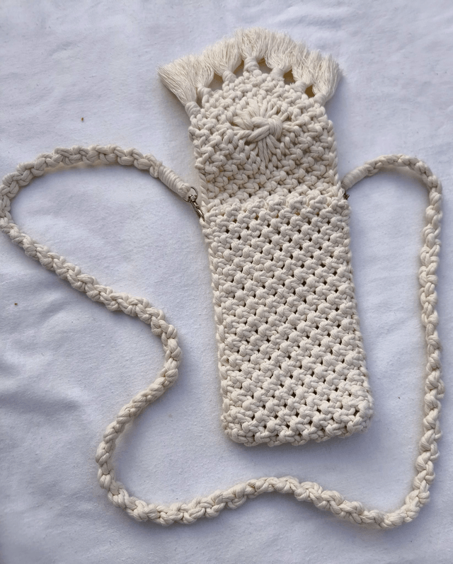 Sac blanc nature porte téléphone